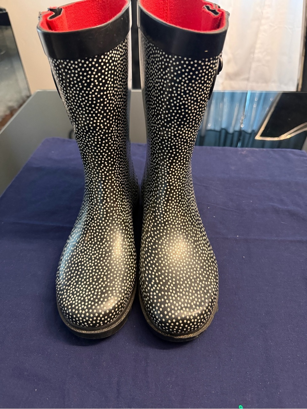 Capelli of New York Black Rain Boots with White Stitching